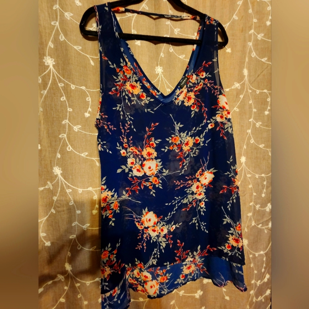 Sheer floral tank top
